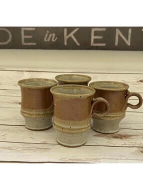 Handmade Ceramic Natural Glazed 4" Coffee Cups - Set of 4‎